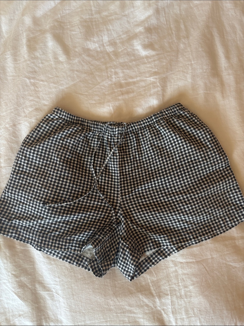 A New Day Black and White Checkered Linen Shorts, Size XS
